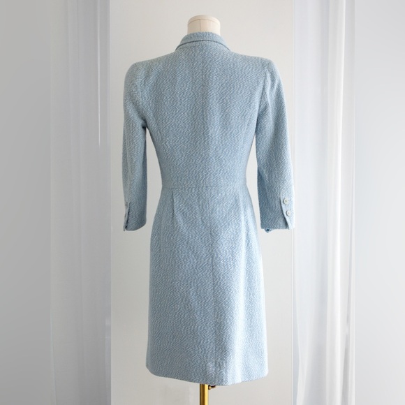 Chanel Vintage Spring/Summer 1996 Light Blue CC Tweed 96P Coat Mini Dress - Picture 16 of 16